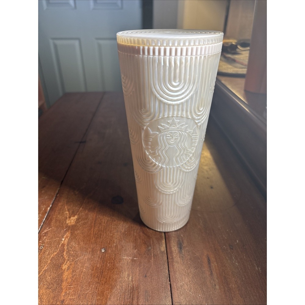 Starbucks 2023 Siren Shell White Pearl Mermaid Scales Cold Cup Tumbler 24oz